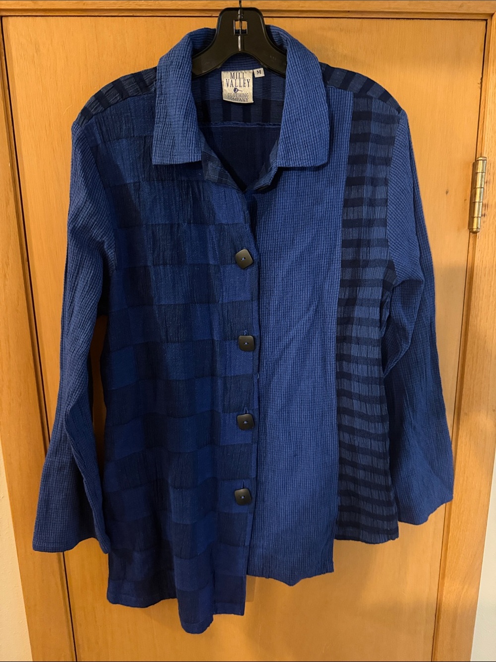 Mill Valley Women’s Patch Shirt Textured Button Up Shirt Cotton Linen Medium
